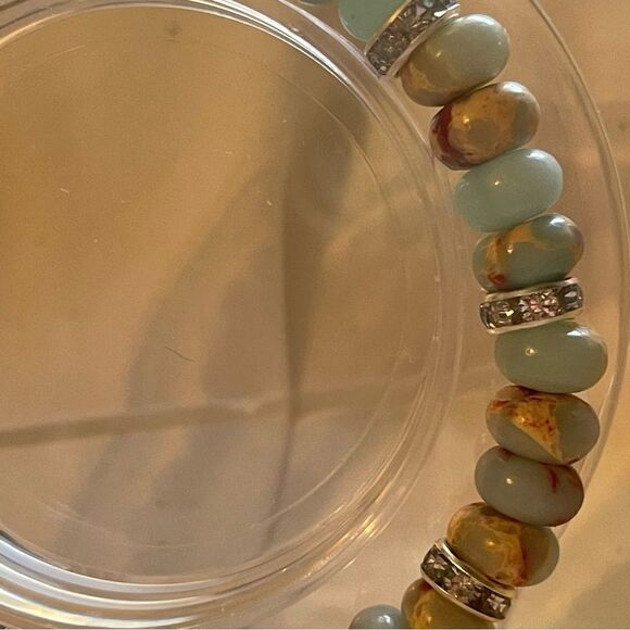 Protection crystal beads beaded bracelet stretch snakeskin sea sediment Jasper - Picture 3 of 9